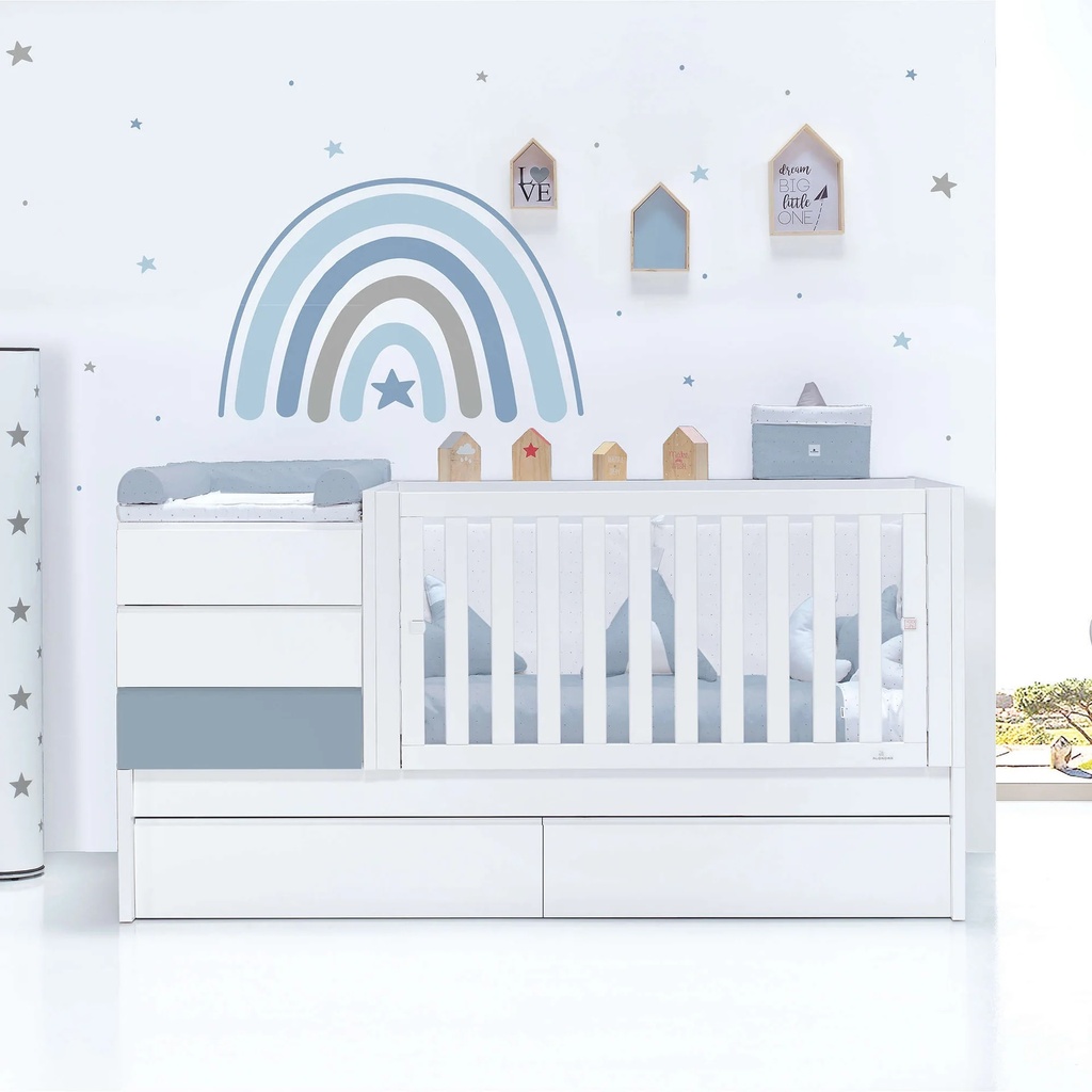 Cuna convertible 70x140 cm blanca/azul · Sero Kubo Blu Denim K551-M7741