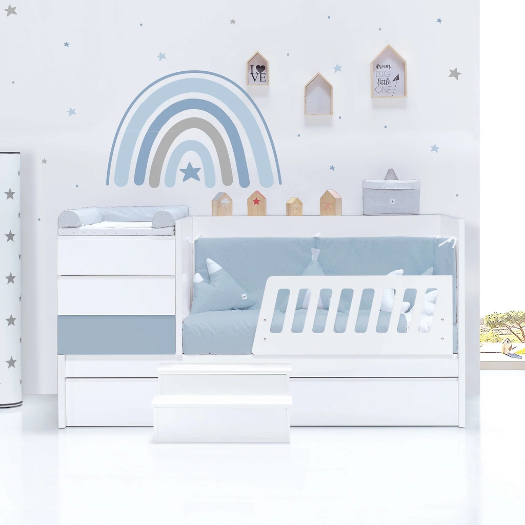 Cuna convertible 70x140 cm blanca/azul · Sero Kubo Blu Denim K551-M7741