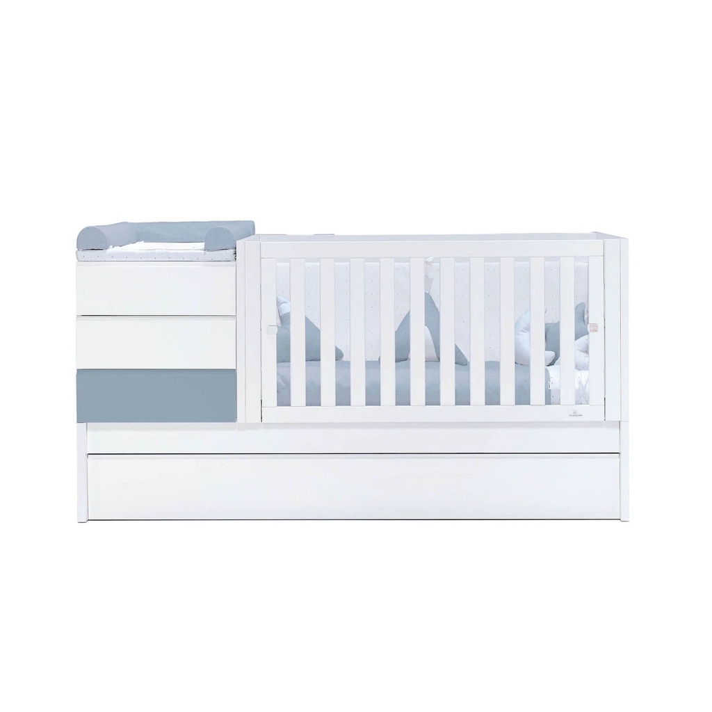 Cuna convertible 70x140 cm blanca/azul · Sero Kubo Blu Denim K551-M7741