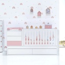 Cuna convertible 70x140 cm blanca/rosa claro · Sero Kubo Flamingo K551-M7742