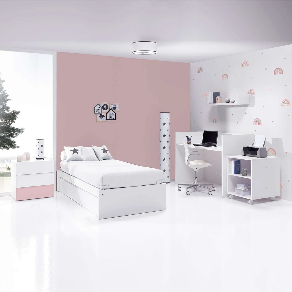 Cuna convertible 70x140 cm blanca/rosa claro · Sero Kubo Flamingo K551-M7742