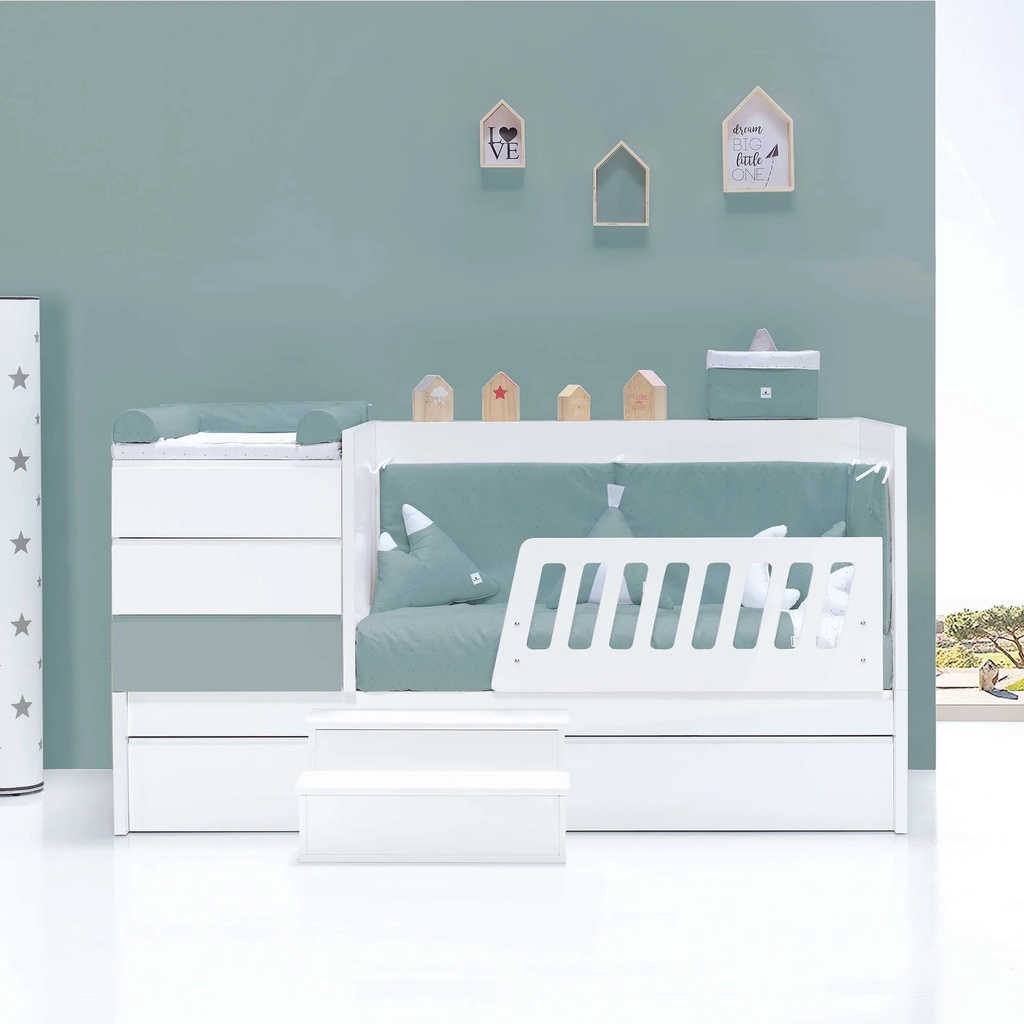 Cuna convertible 70x140 cm blanca/eucalipto · Sero Kubo Eucalyptus K551-M7757