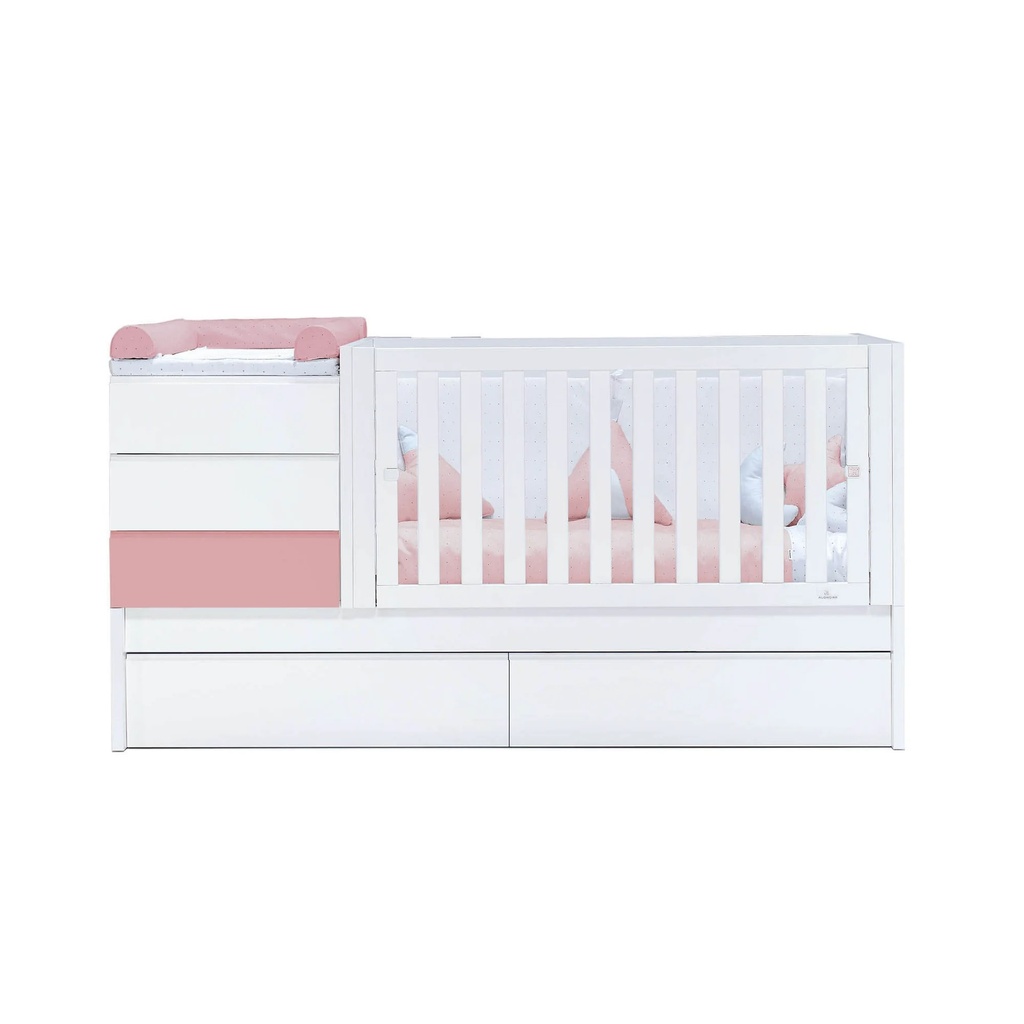 Cuna convertible 70x140 cm blanca/rosa · Sero Kubo Quarzo K551-M7759