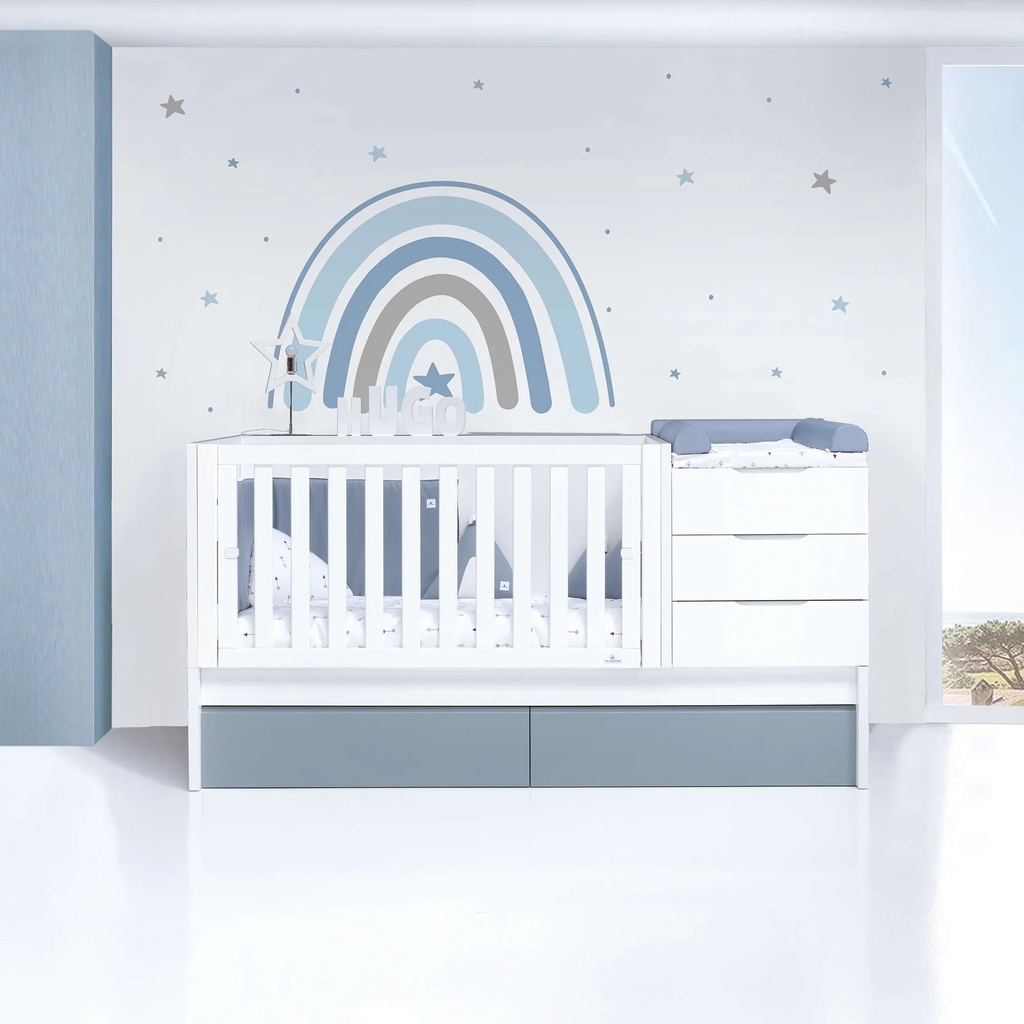 Cuna convertible 70x140 cm blanca/azul · Sero More Blu Denim K546-M7741