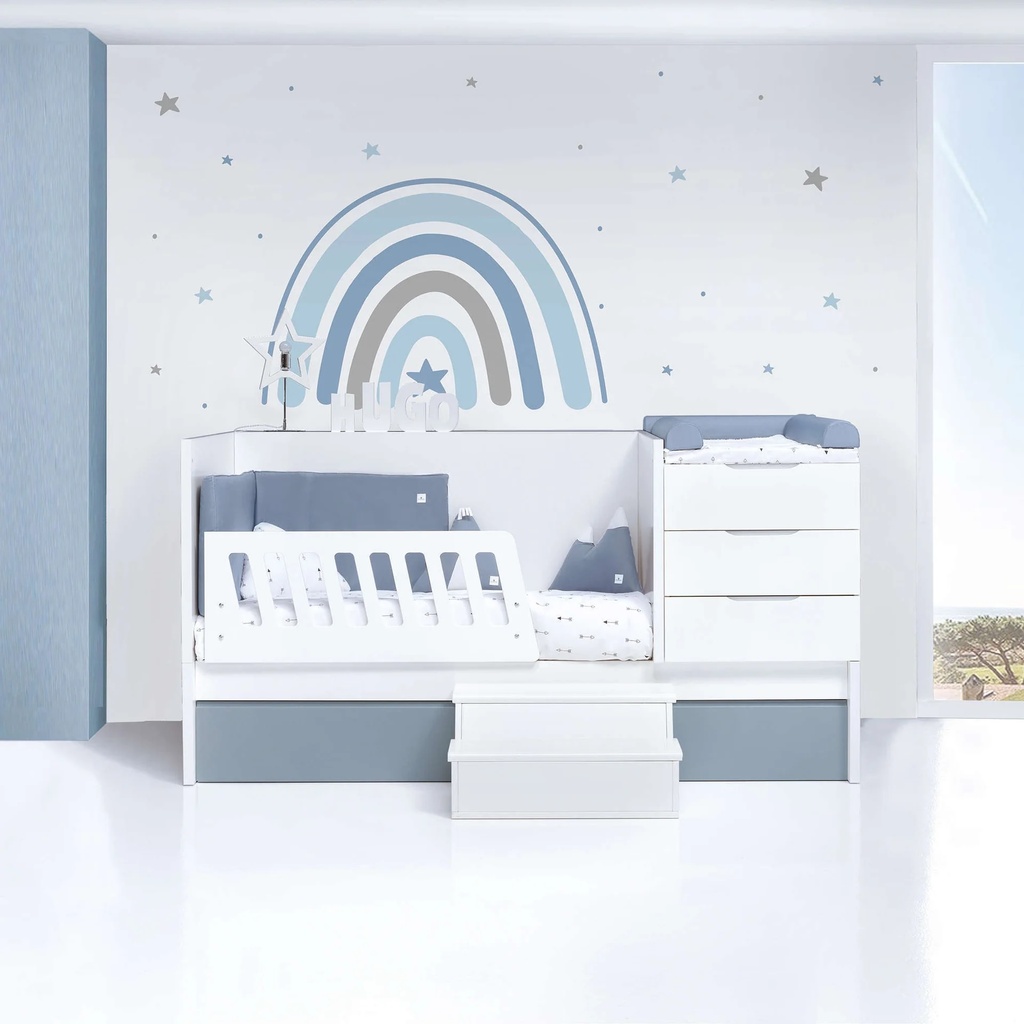 Cuna convertible 70x140 cm blanca/azul · Sero More Blu Denim K546-M7741