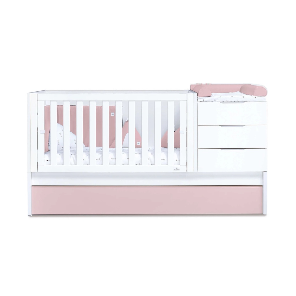 Cuna convertible 70x140 cm blanca/rosa claro · Sero More Flamingo K546-M7742
