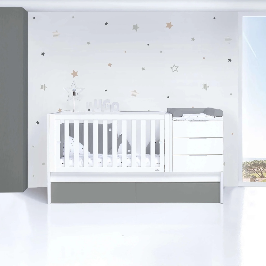 Cuna convertible 70x140 cm blanca/antracita · Sero More Antracita K546-M7758