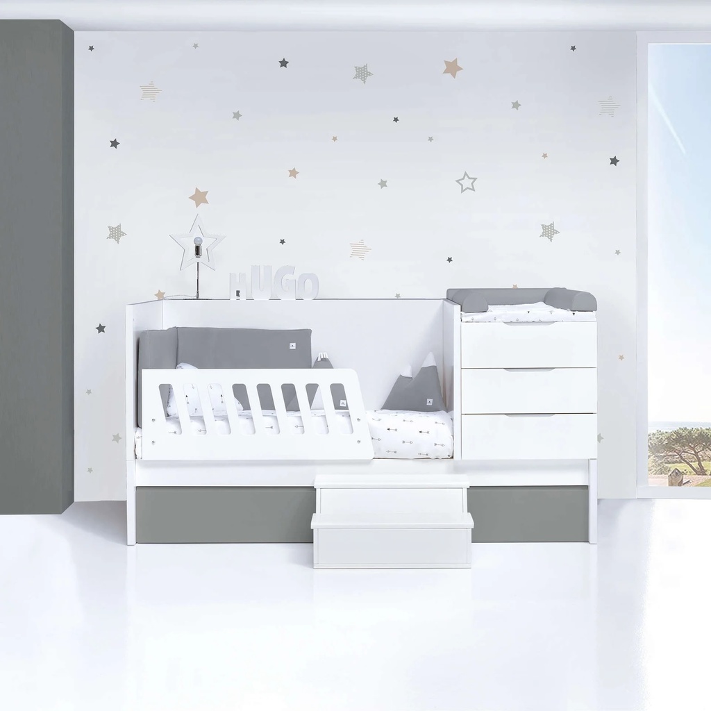 Cuna convertible 70x140 cm blanca/antracita · Sero More Antracita K546-M7758