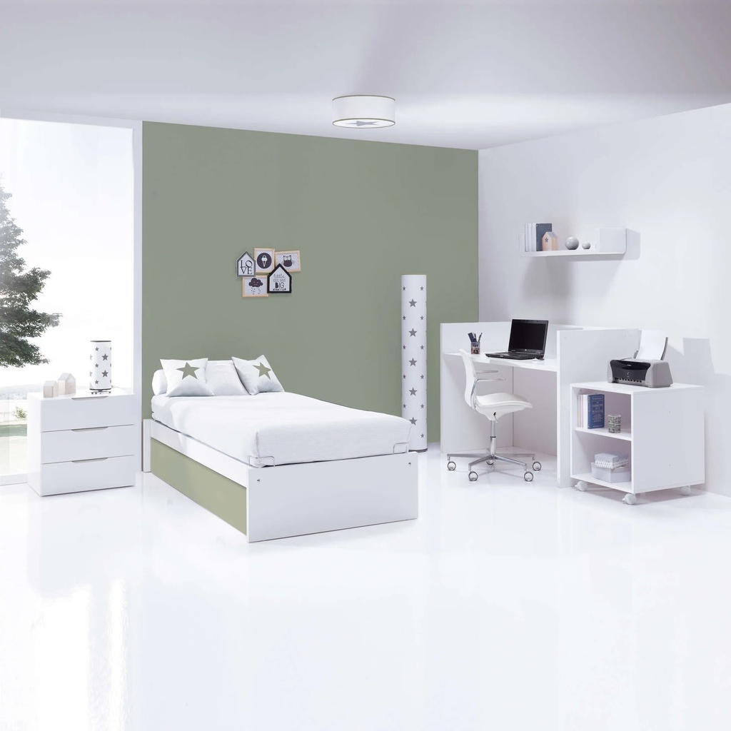 Cuna convertible 70x140 cm blanca/verde-oliva · Sero More K546-M7756