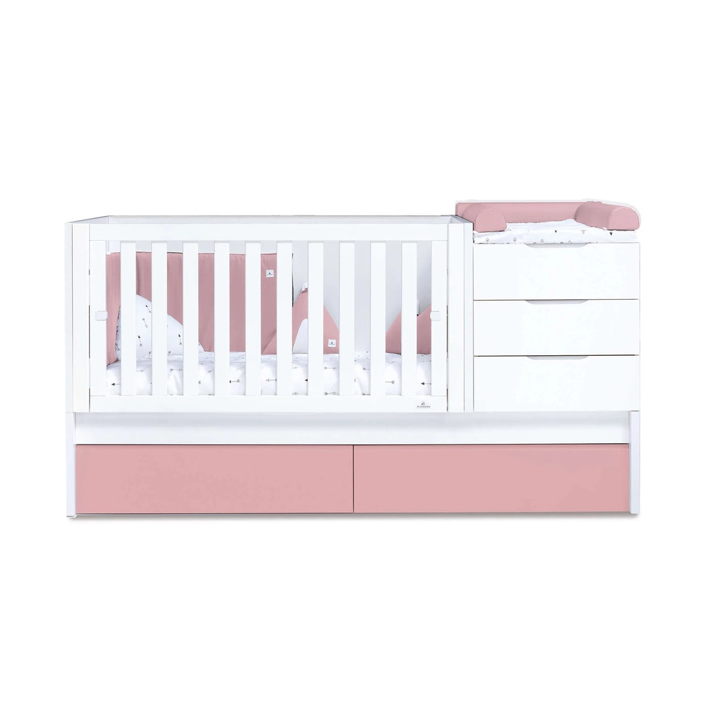 Cuna convertible 70x140 cm blanca/rosa · Sero More Quarzo K546-M7759