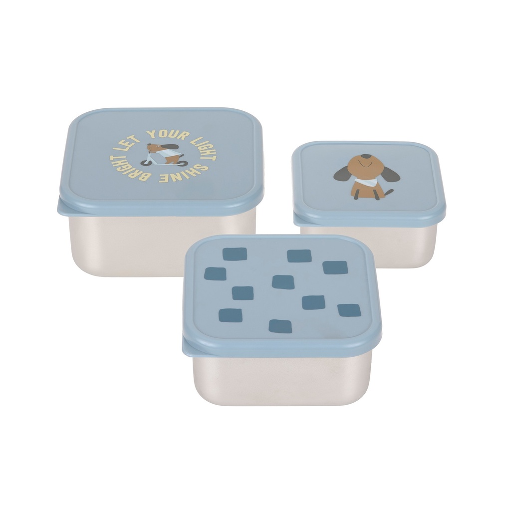 3 Cajitas Almuerzo Acero Pattern Party blue