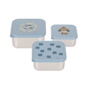 3 Cajitas Almuerzo Acero Pattern Party blue