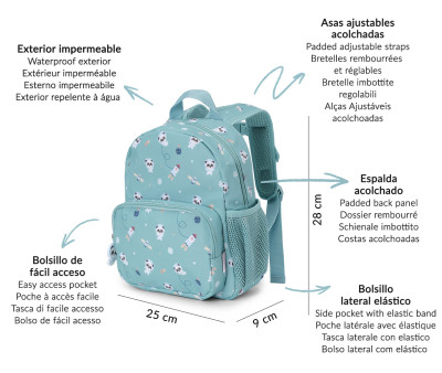 Mochila Infantil Pandas in Space