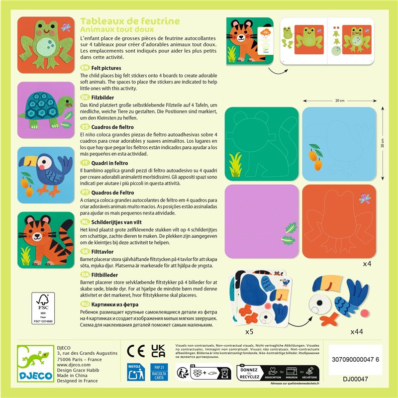 Collage Tableros fieltro Animales suaves