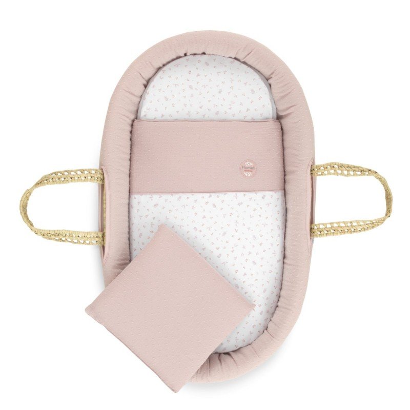 Moisés de palma acolchado Plumeti Rosa