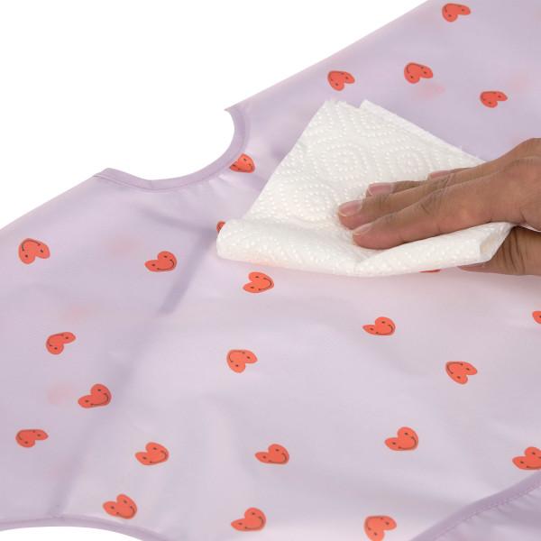 Long Sleeve Bib 2 pcs Happy Rascals Heart lavender