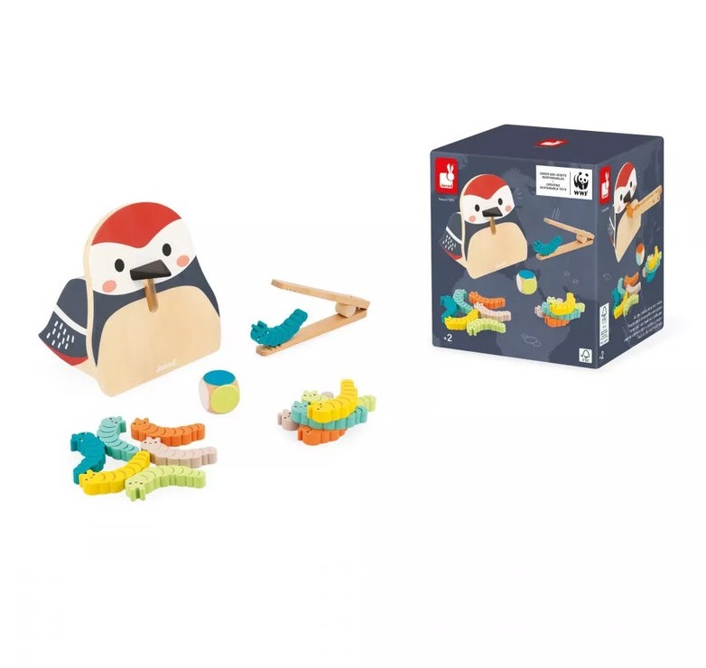 JUEGO DE COLORES DE PÁJARO CARPINTERO Y ORUGAS