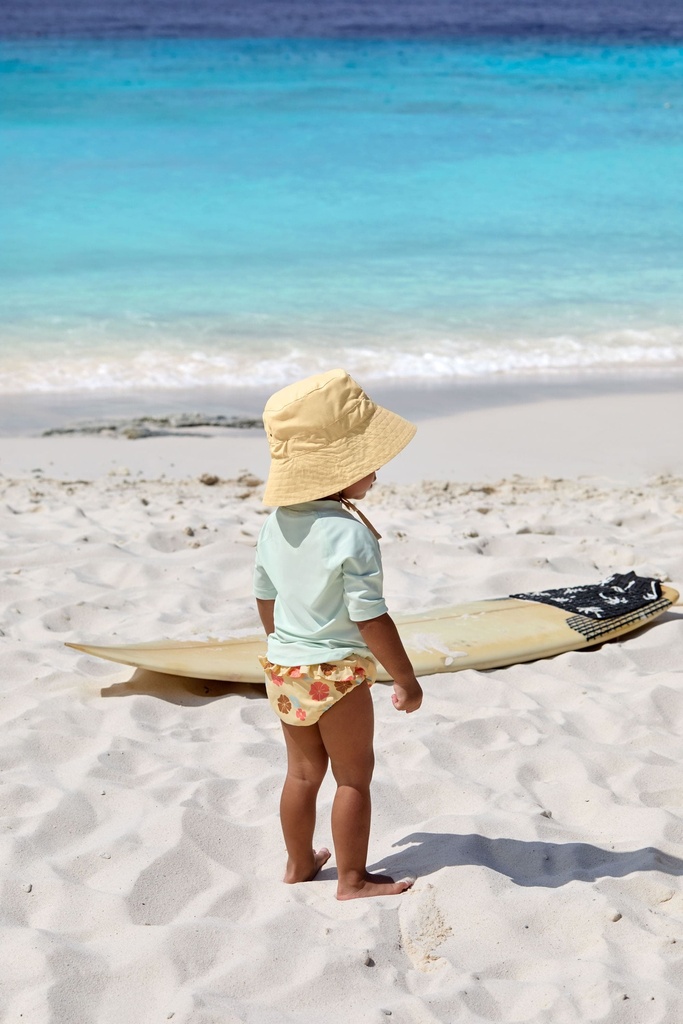 Bañador pañal flores vainilla 03-06 meses, talla 62/68