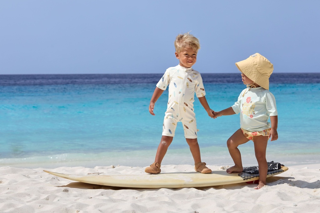 Bañador pañal flores vainilla 03-06 meses, talla 62/68