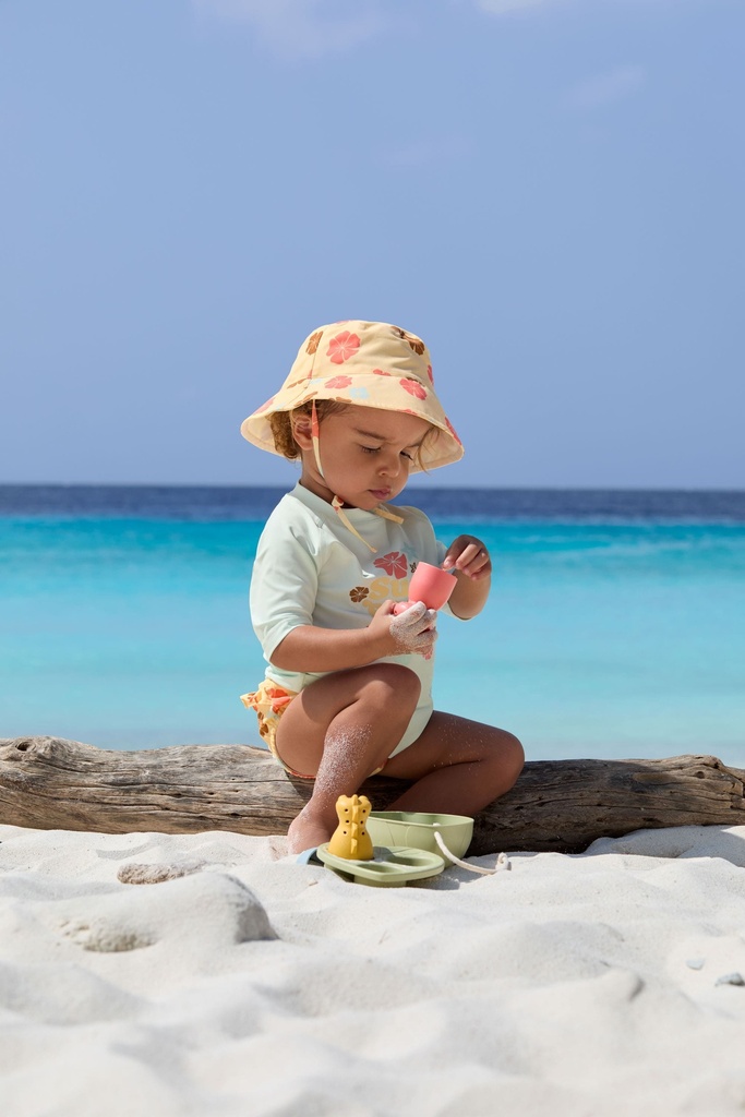 Bañador pañal flores vainilla 03-06 meses, talla 62/68