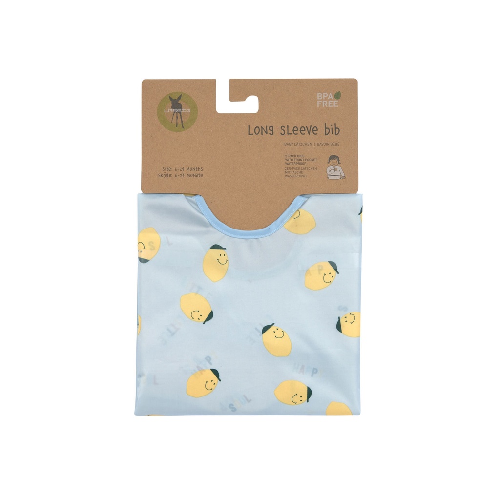 Babero manga larga 2 piezas Happy Fruits Lemon