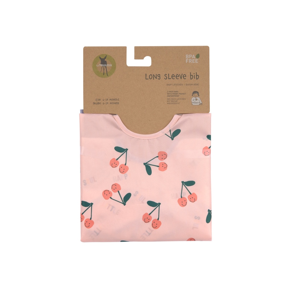 Babero manga larga 2 piezas Happy Fruits Cherry