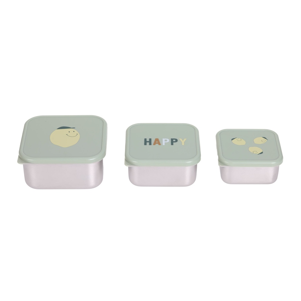 3 Cajitas Almuerzo Acero Happy Fruits Lemon