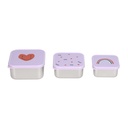 3 Cajitas Almuerzo Acero Happy  Rascals Heart lavender