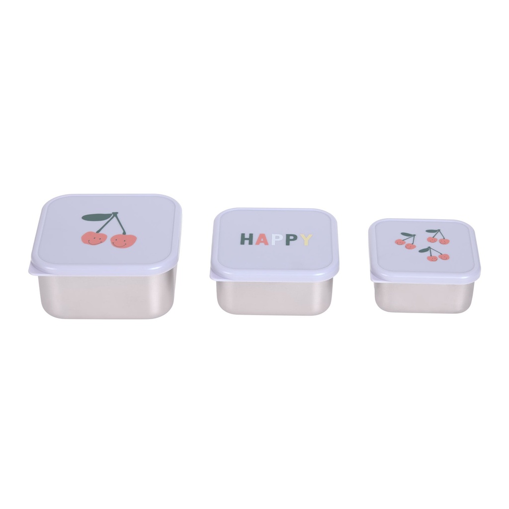 3 Cajitas Almuerzo Acero Happy Fruits Cherry