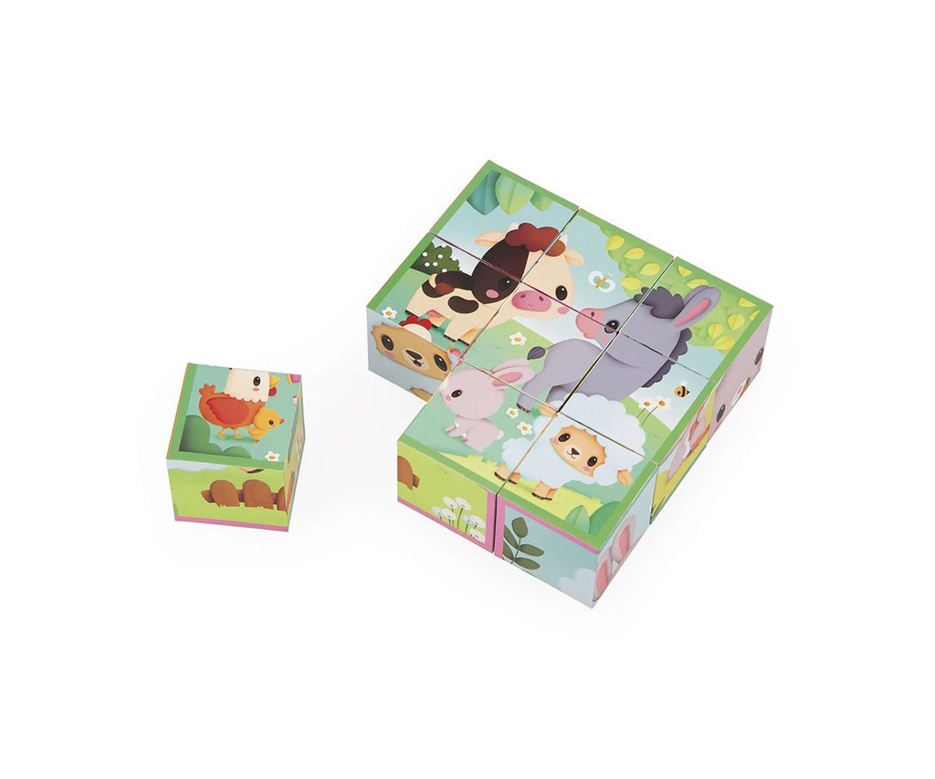 GRANJA - 9 CUBOS DE CARTÓN ANIMALES DE LA GRANJA