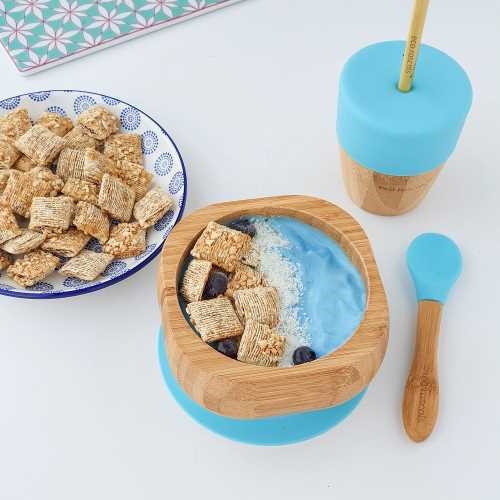 Bol bamboo azul Eco Rascals + cuchara