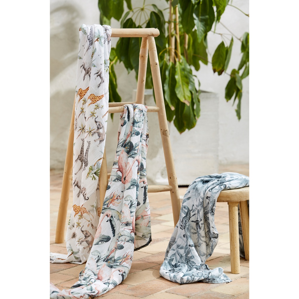 Muselina Bambú 120X120 Flamingo blanco