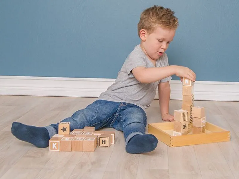 Wooden alphabet blocks