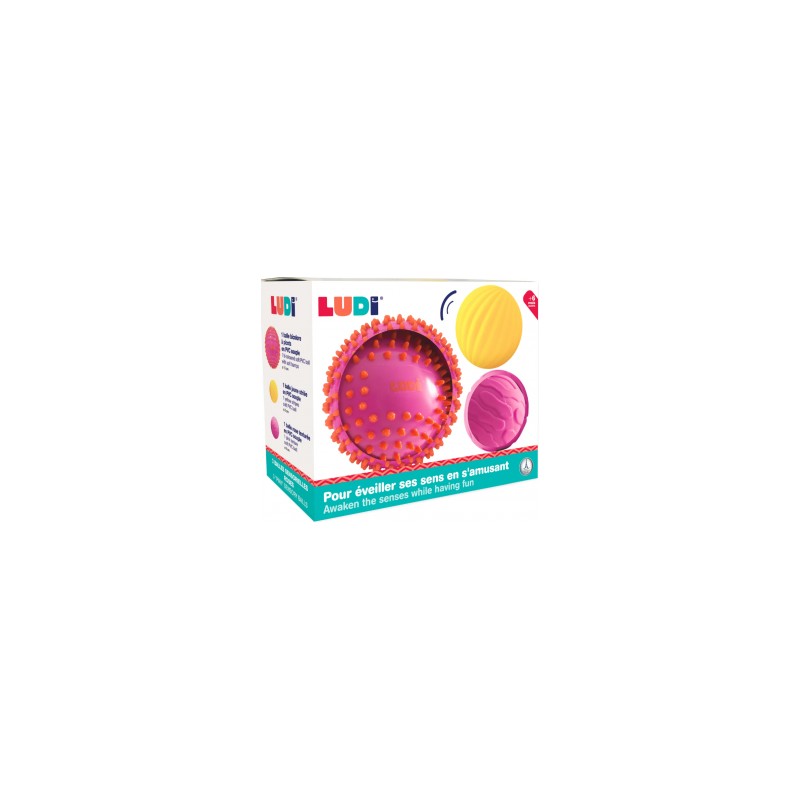 Pelota sensorial bicolor rosa/amarillo