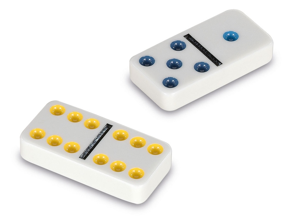 Dominó colores doble 6 caja de metal