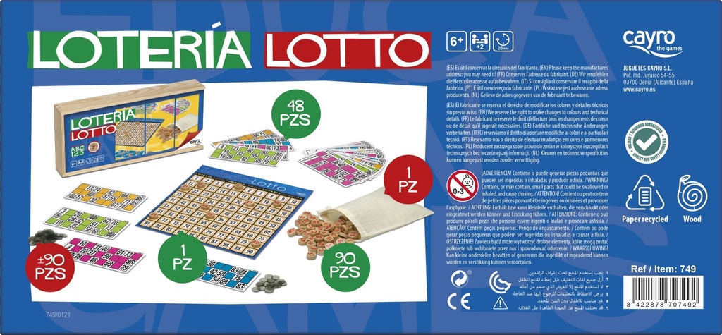 Lotería 48 cartones caja de madera
