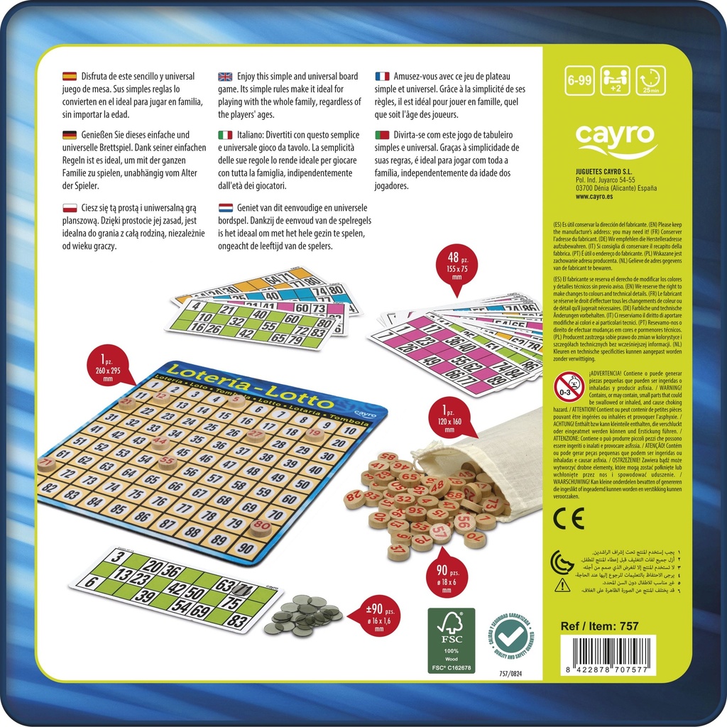 Lotería en caja de metal