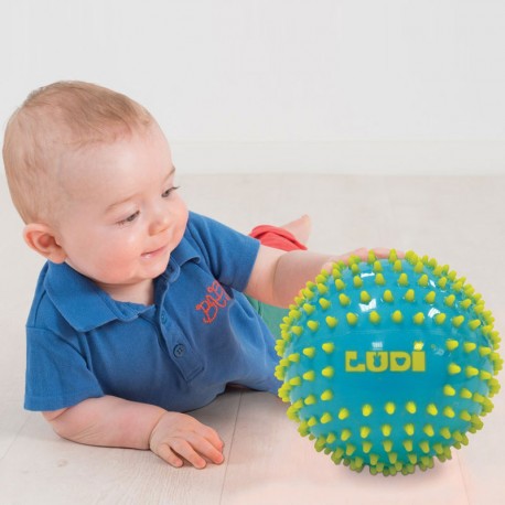 Pelota sensorial bicolor turquesa/amarillo