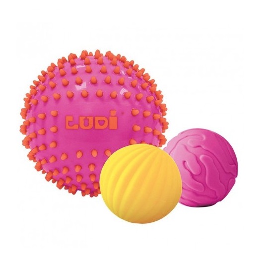 Pelota sensorial bicolor rosa/amarillo