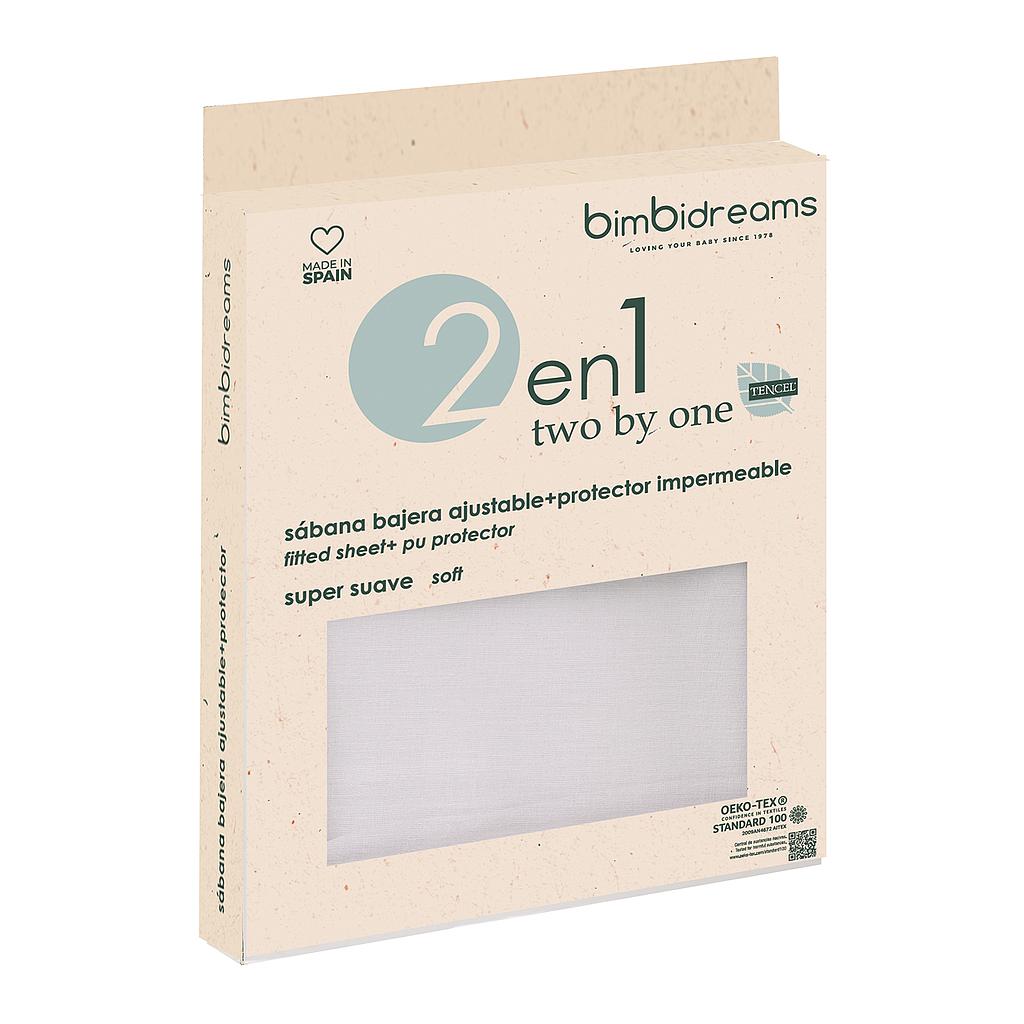 Sábana bajera minicuna ajustable 2 en 1 100% Tencel Blanco