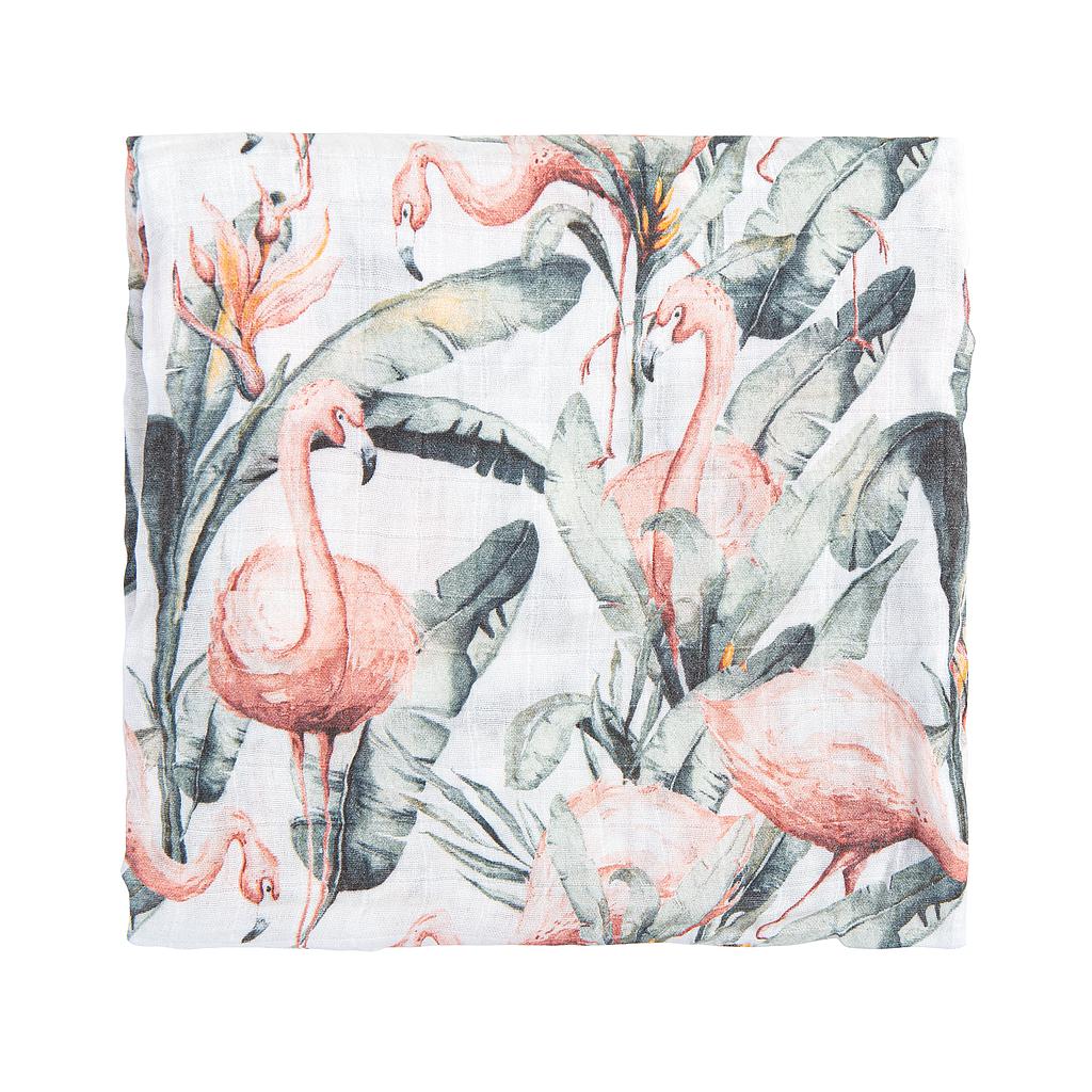 Muselina Bambú 120X120 Flamingo blanco
