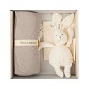 Caja regalo manta tricot + peluche beige