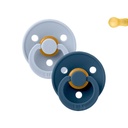 2 Chupetes BIBS Colour Round Dusty Blue/Steel Blue 0-6 M