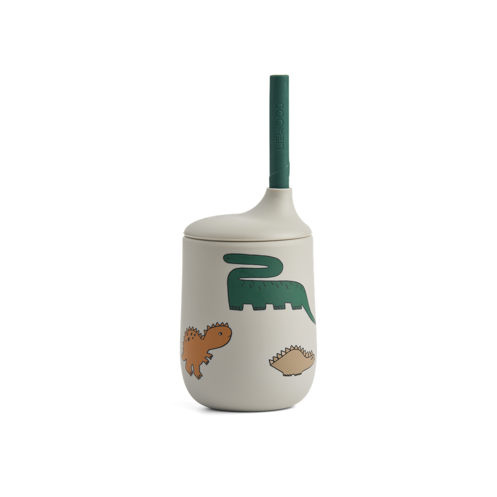 Vaso con pajita Ellis Dinosaurs Mist