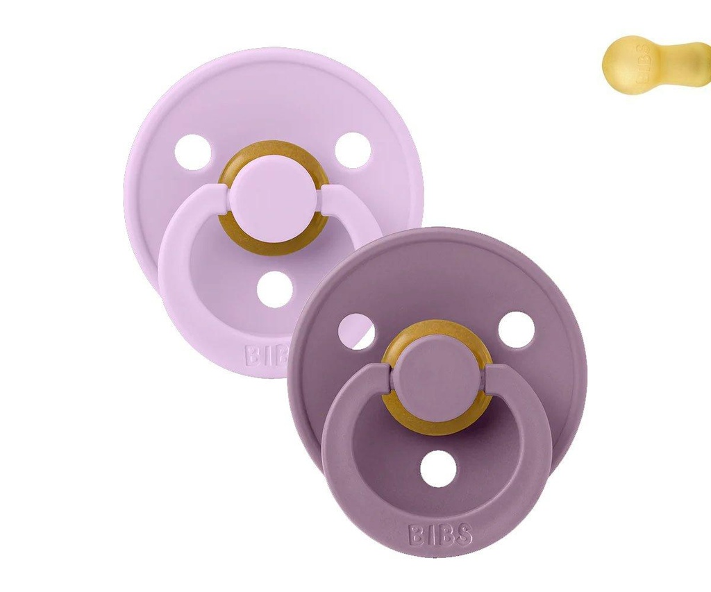 2 Chupetes BIBS Colour Round Violeta Sky/Mauve 0-6 M