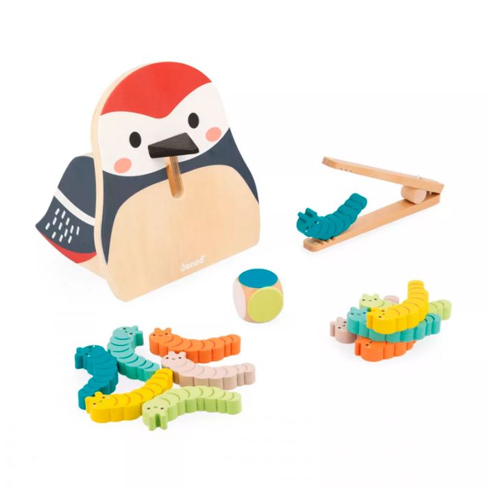 Juego de colores pájaro carpintero y orugas
