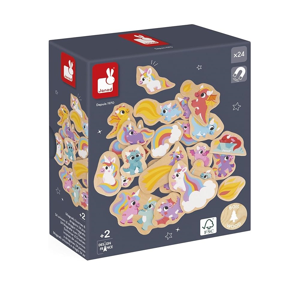 IMANES DE UNICORNIOS Y DRAGONES 24 PIEZAS