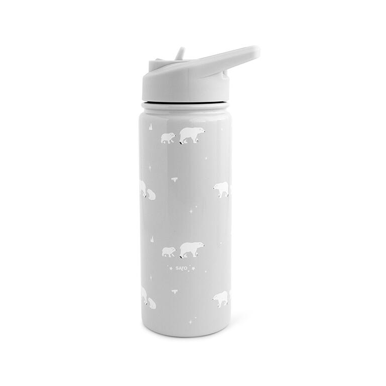 Botella térmica con pajita 500 ml. Polaris Gris