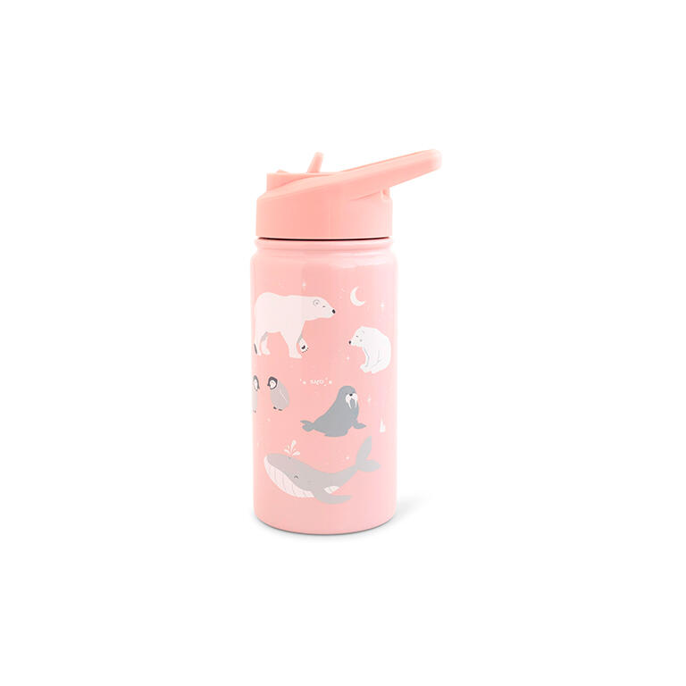 Botella térmica con pajita 350ml. Polaris Rosa