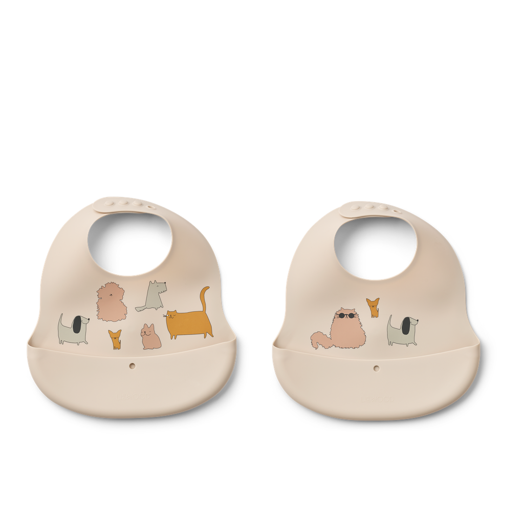 Babero Silicona 2-pack Cats and Dogs Sandy